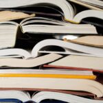 Stack of open books