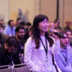 An audience member asks a question at the 2025 TechCrunch Disrupt event