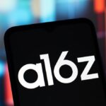 In this photo illustration, the a16z (Andreessen Horowitz) logo is seen displayed on a smartphone screen.