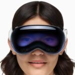 woman wearing Apple Vision Pro headset