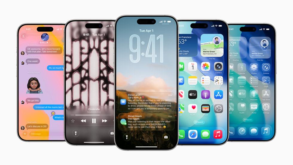 array of iPhones