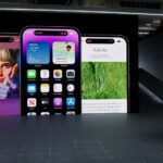 Apple's vice president of human interface design Alan Dye showcases the new Dynamic Island on iPhone 14 Pro and iPhone 14 Pro Max during a special Apple event, as seen in this still image from the keynote video.
