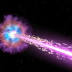 An artist's impression of GRB 221009A, which astronomers believe came from the birth of a new black hole formed within the heart of a collapsing star.