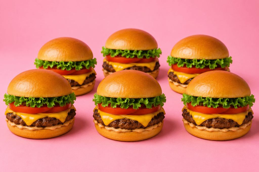 array of cheeseburgers