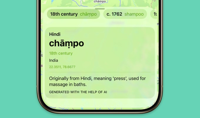 etymology-maps-2 A screenshot of the Lookup app with a map view showing origin of a word.