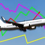 render of airplane over chart lines