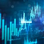 Rising technology stock market graph on futuristic data monitor.