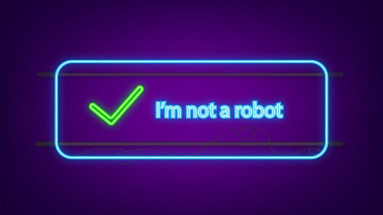 Captcha, I am not a robot on laptop screen.