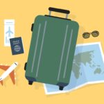World travel illustration with luggage