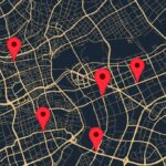 A street map with location dots on top.