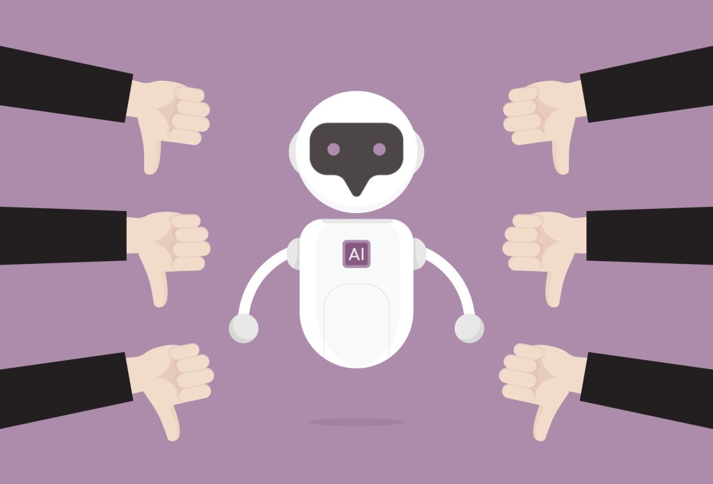 AI Chatbot receives a thumbs down for negative feedback
