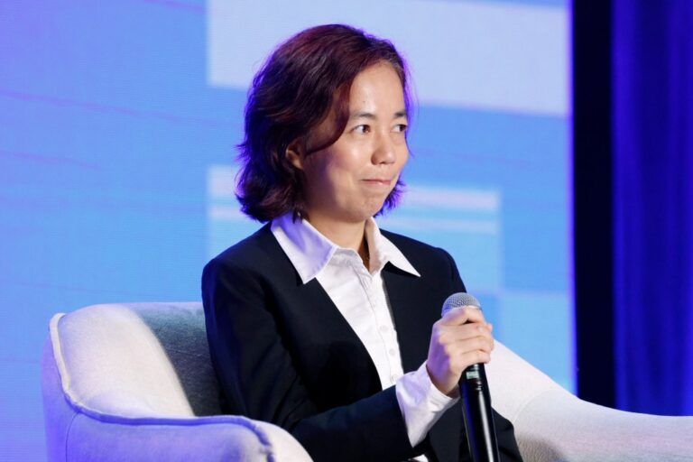 Fei-Fei Li speaks onstage during The AI Optimist Club at WIRED Celebrates 30th Anniversary With LiveWIRED at The Midway SF on December 05, 2023