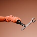 Conceptual image of a robotic arm holding a wrench.