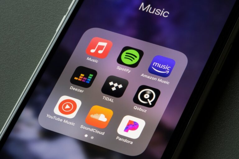 Assorted Music Apps on smartphone screen