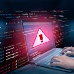 render of warning sign on laptop screen