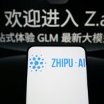 The logo of the Chinese artificial intelligence startup Zhipu AI is displayed on a smartphone with the home page in background.