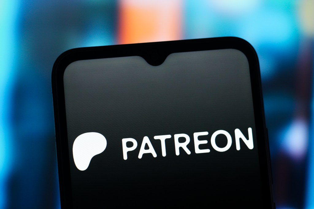 In this photo illustration, the Patreon logo is seen displayed on a smartphone screen.