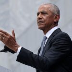 Former U.S. President Barack Obama speaks during the dedication ceremony for the opening of the Barack Obama Presidential Center in John Lewis Plaza on June 18, 2026 in Chicago, Illinois.