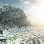 Sea wave made of money