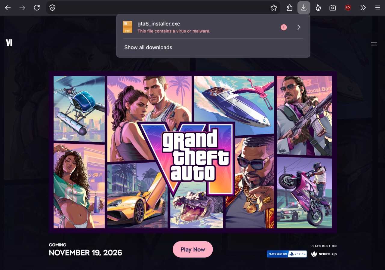 gta-malware a screenshot of the malware download from the fake GTA website