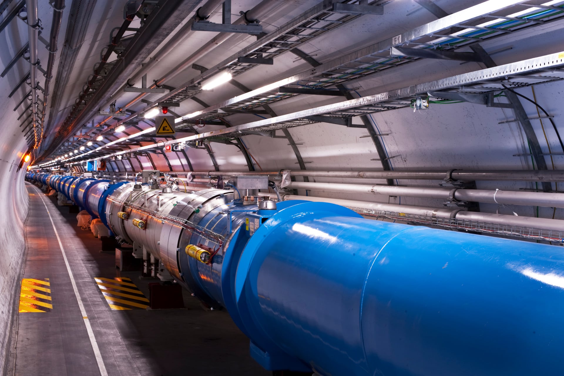A view of the Large Hadron Collider, tunnel sectors 3 and 4.