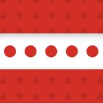 white bar with 5 red dots on red background