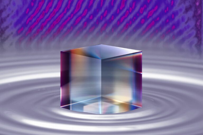 An artist's concept of artificially made diamond rain, like those on Neptune and Uranus, floating on liquid carbon.