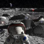 An artist's depiction of a lunar base.