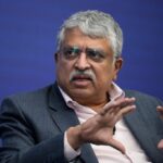 Infosys co-founder Nandan Nilekani speaks at the Semafor World Economic Summit on April 12, 2023 in Washington, DC.