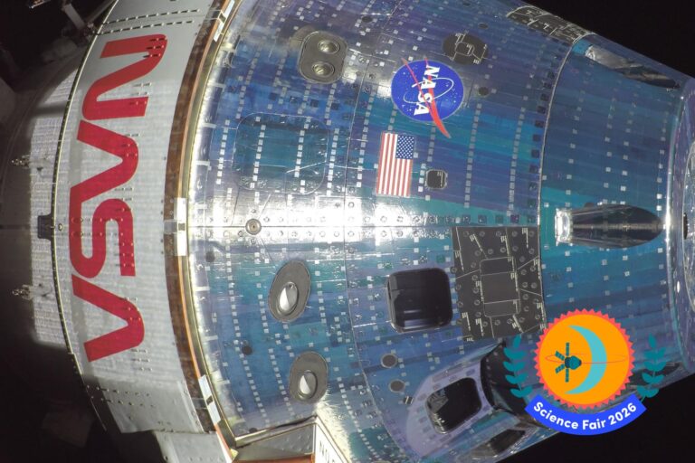 A view of the Orion spacecraft in space.