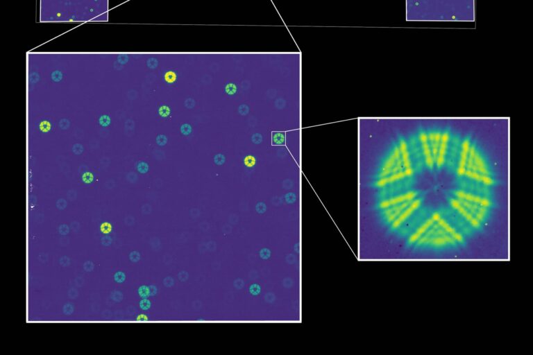 A zoomed-in image of the first photons of starlight captured by the Nancy Grace Roman Telescope's Wide Field Instrument.