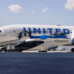 Archer Aviation evtol with United Airlines plane.