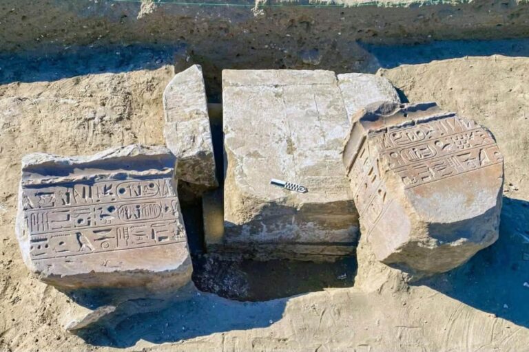 Sandstone inscriptions found at the site, which allude to the pharaoh Ramesses II.