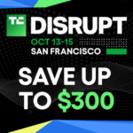 A promotional graphic for up to $300 in savings for TechCrunch Disrupt 2026