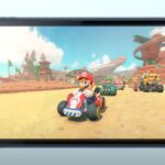 Mario Kart on handheld gaming device