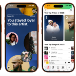Apple Music Replay displayed on 4 smartphones
