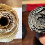 A modern-day imitation of a Herculaneum scroll.