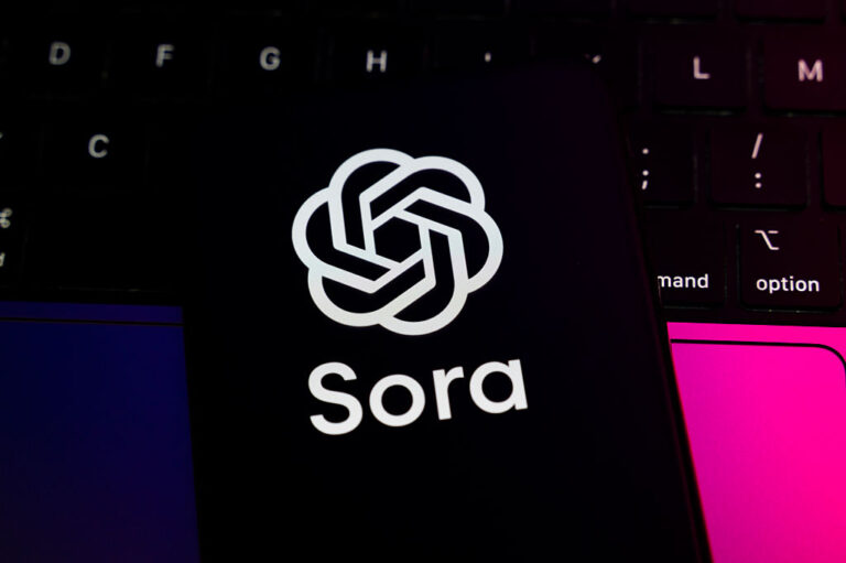 The Sora logo displays on a smartphone screen