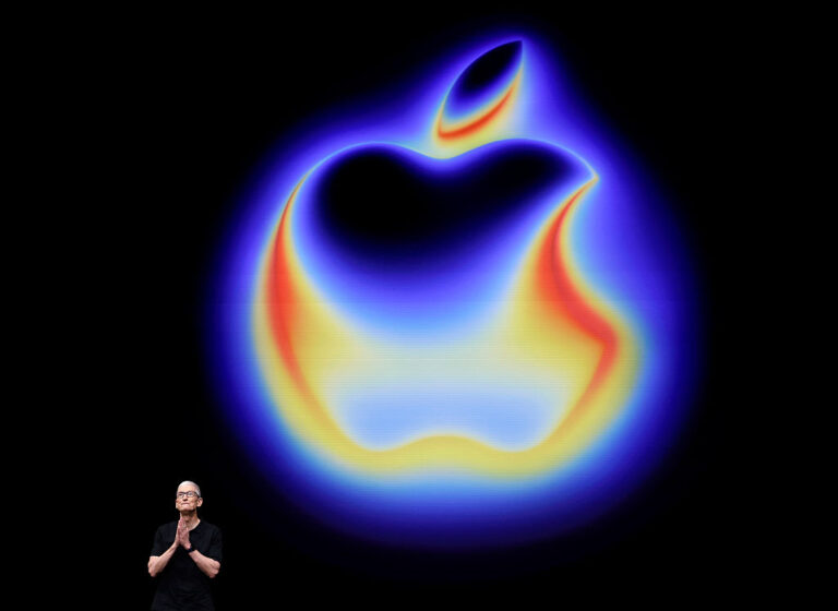 Apple CEO Tim Cook speaks during the keynote address at an Apple special event on September 09, 2025 in Cupertino, California.