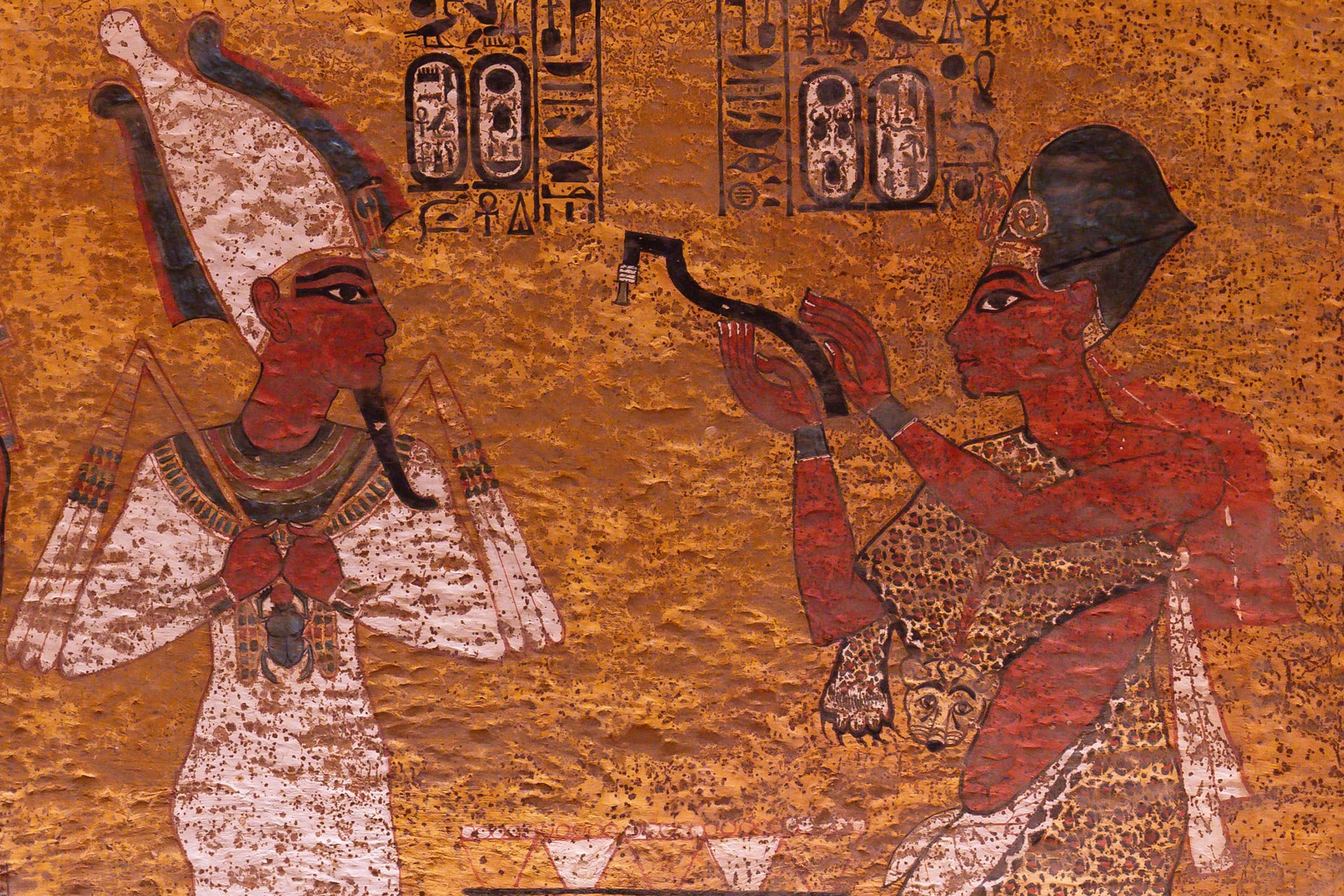 tut-tomb-north-wall An Opening of the Mouth ceremony depicted on the wall of Tutankhamun's Tomb