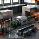 An illustration shows scientists at work on a fusion power device.
