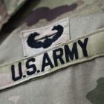 A U.S. Army patch on the sleeve of an American soldier.