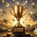Victory, winner, dollars, dollar signs