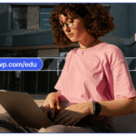 young woman working on a laptop