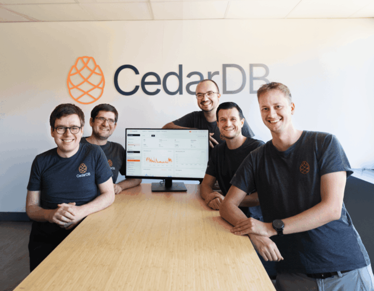 CedarDB Founders Moritz Sichert, Lukas Vogel, Philipp Fent, Dominik Durner and Christian Winter