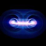 Illustration of plasma particles inside a tokamak fusion reactor.