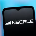 Nscale logo shown on a smartphone screen