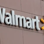 Walmart signage on store building.