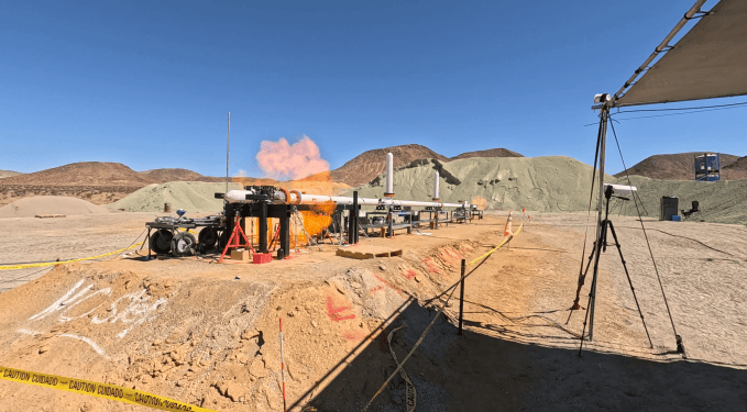 A multi-injection gun built by Longshot Space Technology is fired at a test site in California.