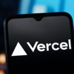 In this photo illustration, the Vercel logo is seen displayed on a smartphone screen.